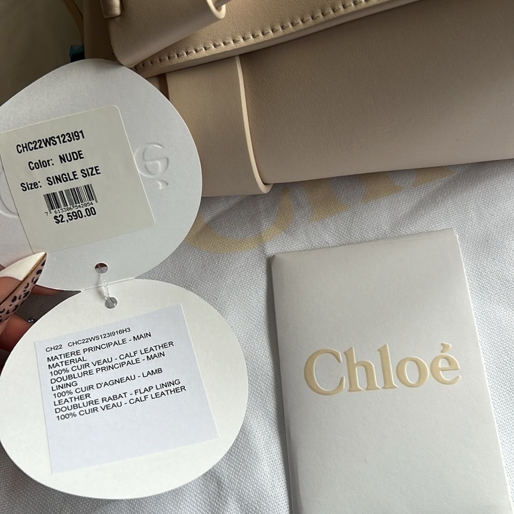 Chloé Nacha Small Top Handle Leather Bag in beige nude NWT - Picture 14 of 16